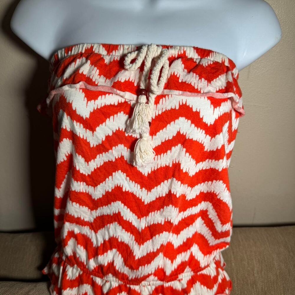 💥 Festival Arizona jeans co chevron stripe tube top hippie small d1